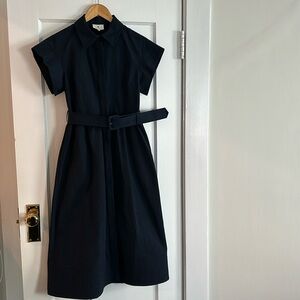 Tuckernuck Navy Belted Chloe Midi Shirt Dress